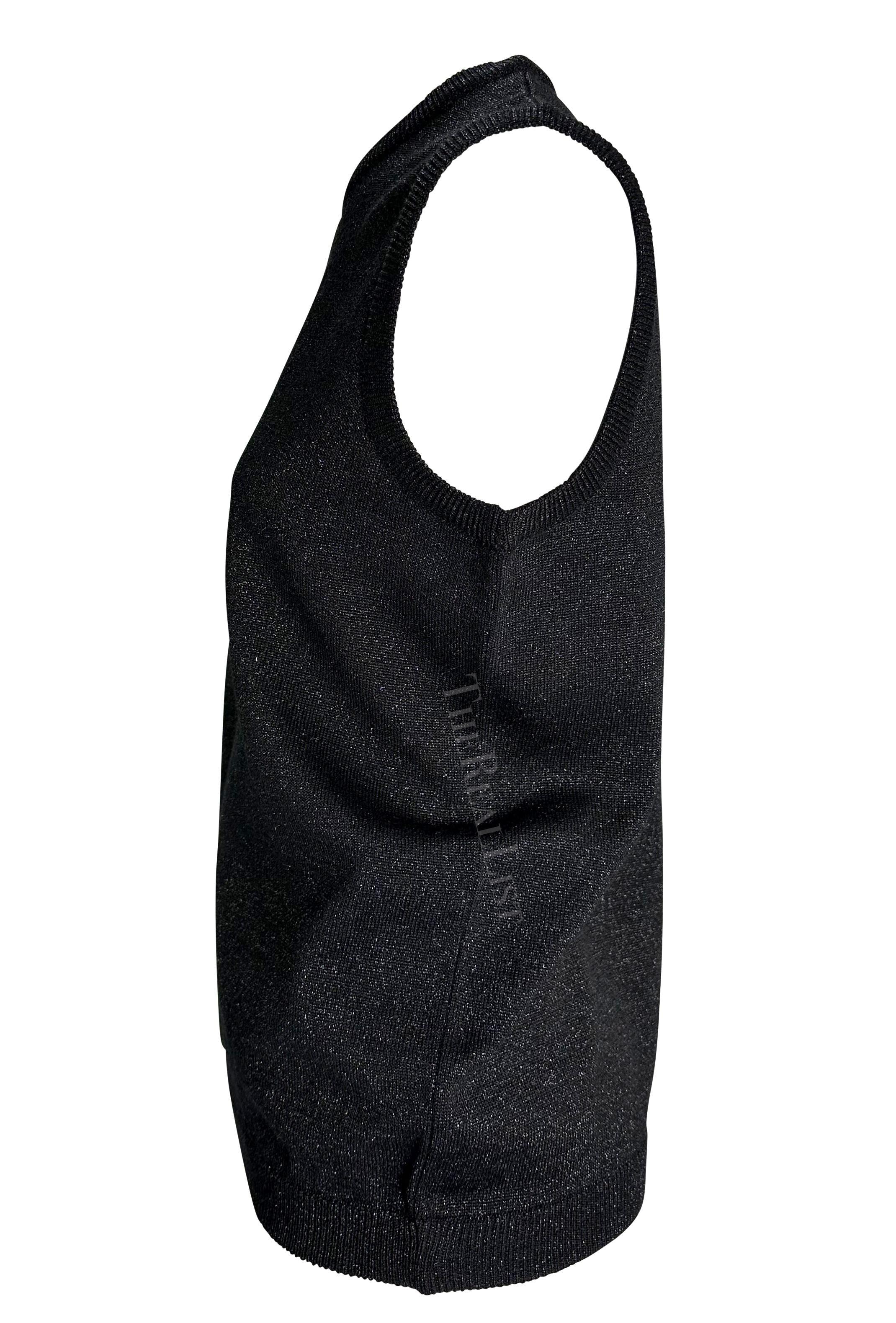 Noir F/W 1997 Gianni Versace Couture Pull en tricot vert perlé noir Lurex métallisé en vente