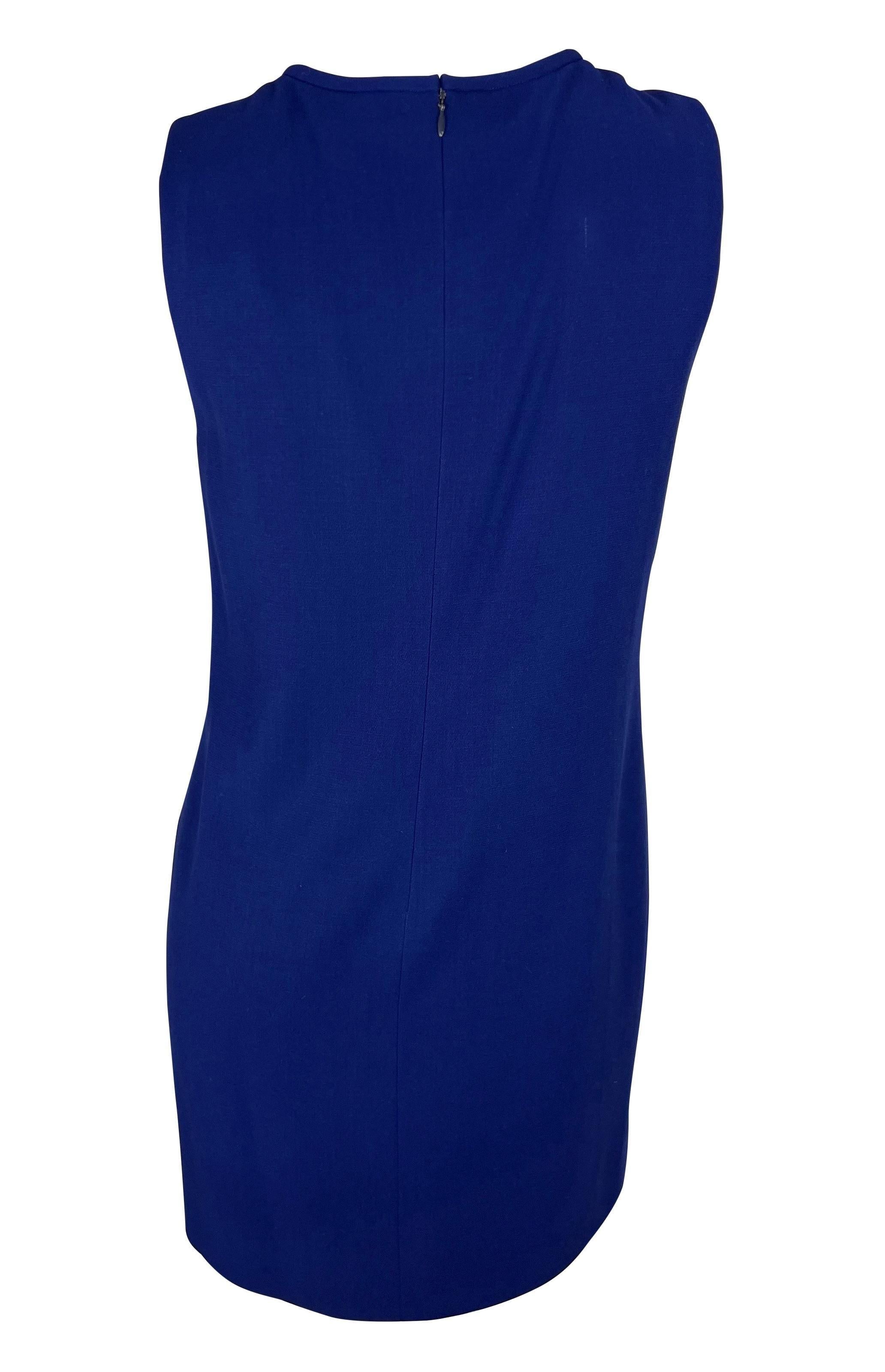 F/W 1997 Gianni Versace Couture Robe en laine extensible bleu royal trou de serrure Bon état - En vente à West Hollywood, CA