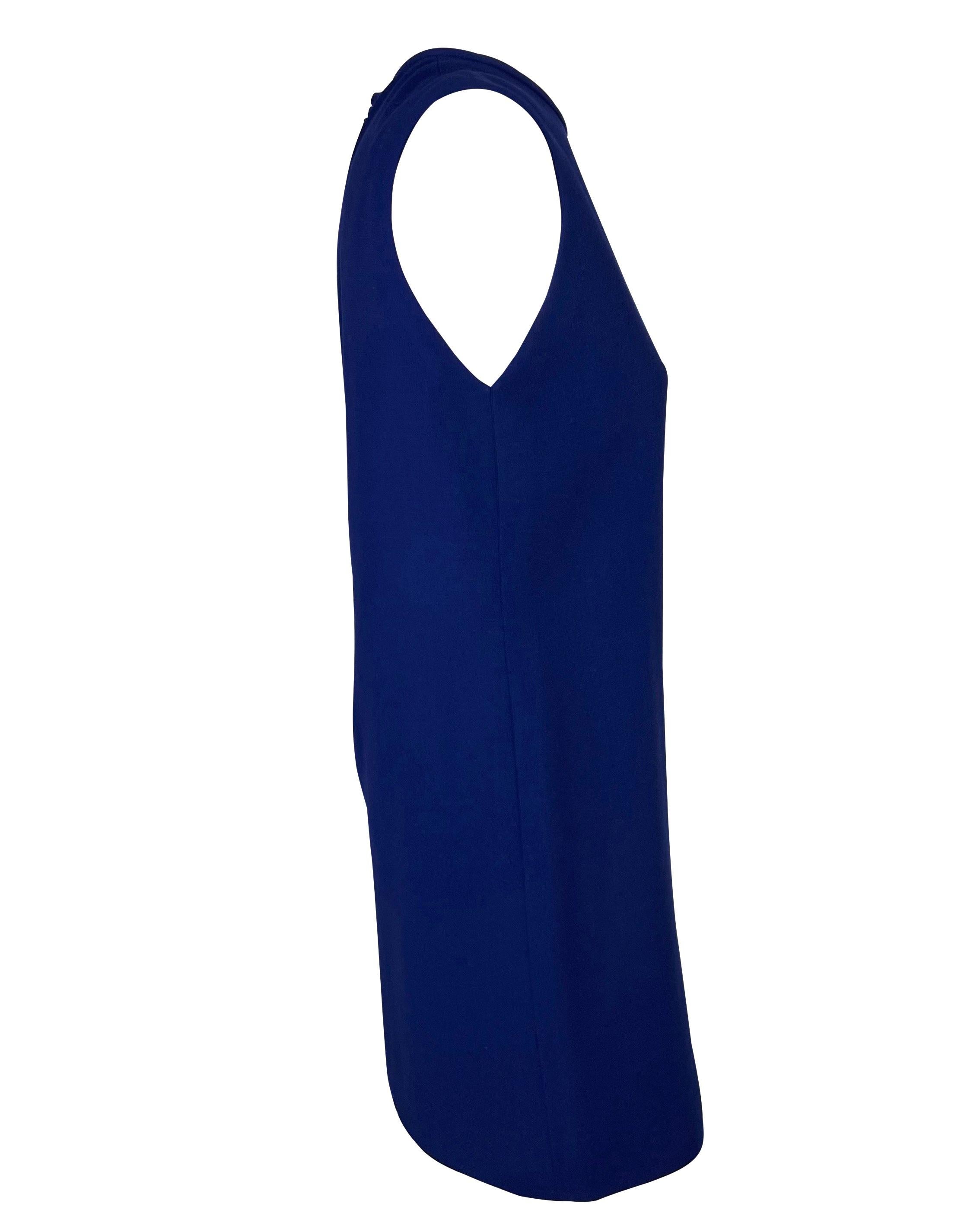 F/W 1997 Gianni Versace Couture Robe en laine extensible bleu royal trou de serrure Pour femmes en vente