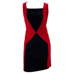 F/W 1997 Gianni Versace Couture Runway Red Colorblock Sleeveless Dress