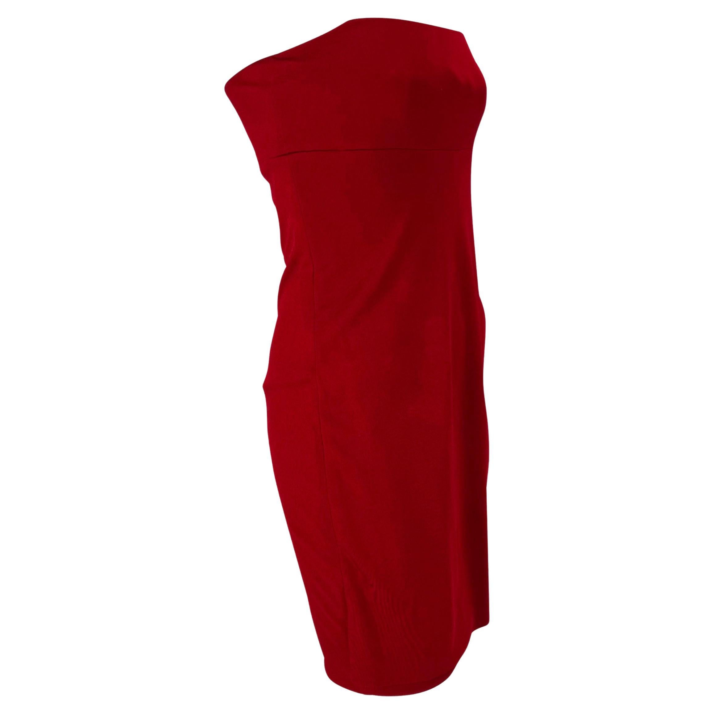 F/W 1997 Gianni Versace Couture Runway Red Strapless Corset Dress In Good Condition In West Hollywood, CA