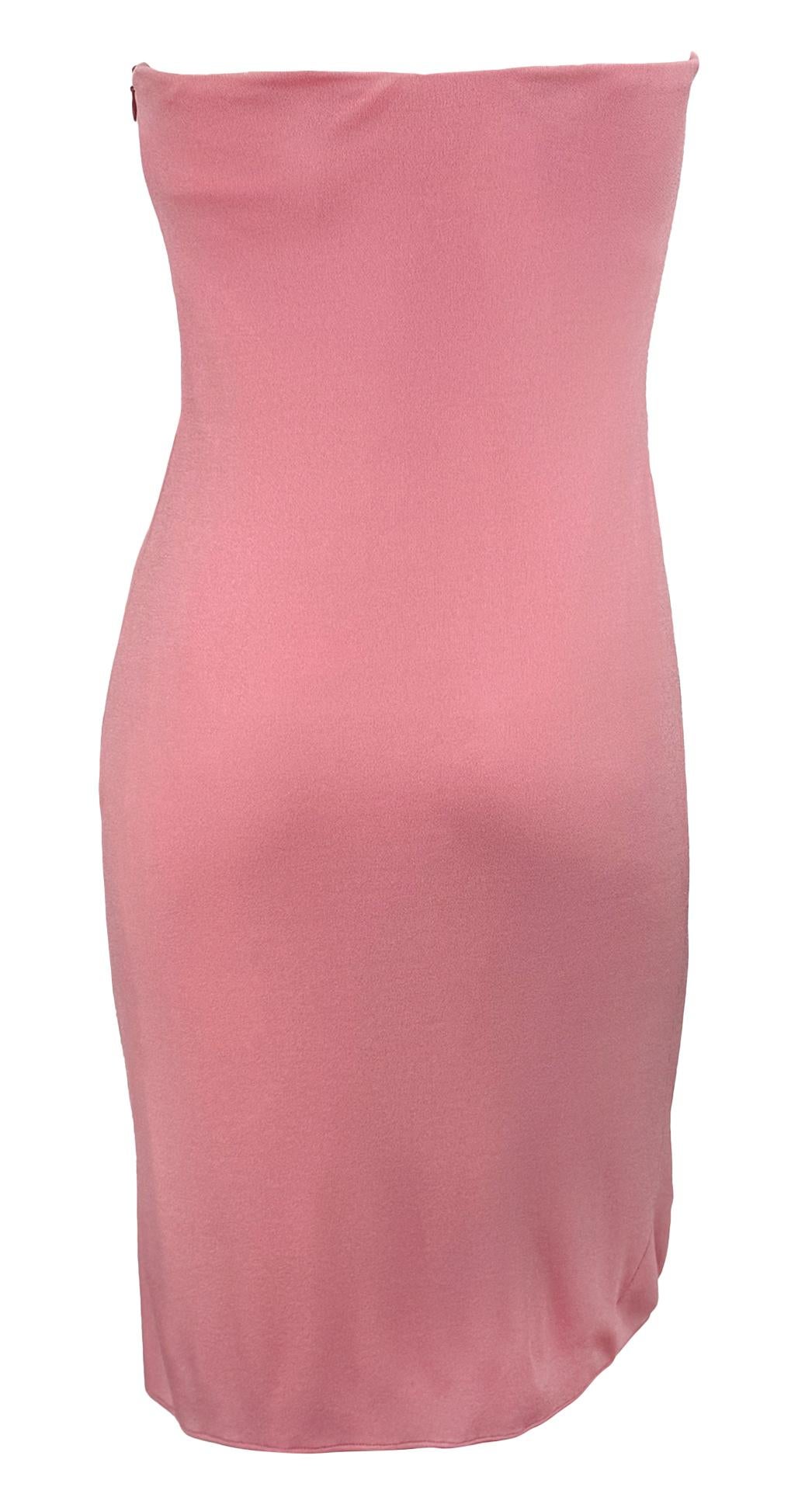 F/W 1997 Gianni Versace Runway Pink Corseted Strapless Mini Dress 8