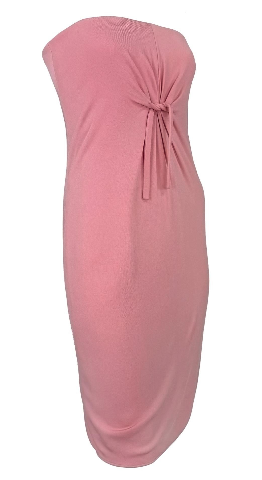 F/W 1997 Gianni Versace Runway Pink Corseted Strapless Mini Dress 10