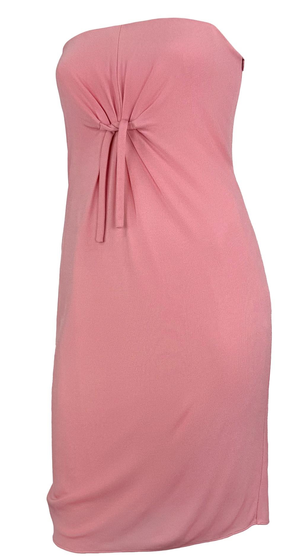 F/W 1997 Gianni Versace Runway Pink Corseted Strapless Mini Dress 5