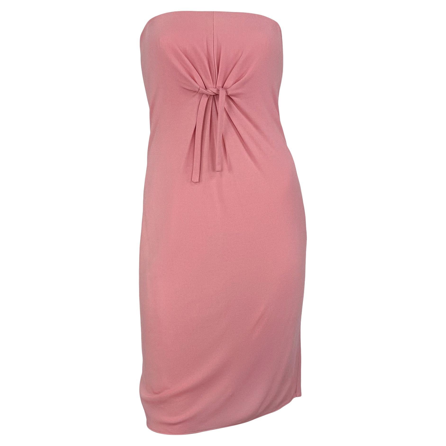 F/W 1997 Gianni Versace Runway Pink Corseted Strapless Mini Dress