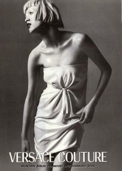 F/W 1997 Gianni Versace Strapless Satin Tie-Front Black Gown
