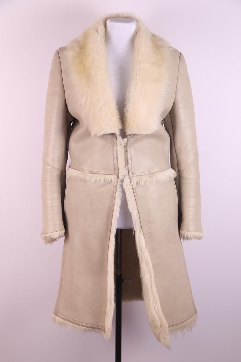 F/W 1997 Gucci by Tom Ford Beige Leather Shearling Fur Full-Length Coat For Sale 1