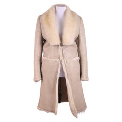 F/W 1997 Gucci by Tom Ford Beige Leather Shearling Fur Full-Length Coat
