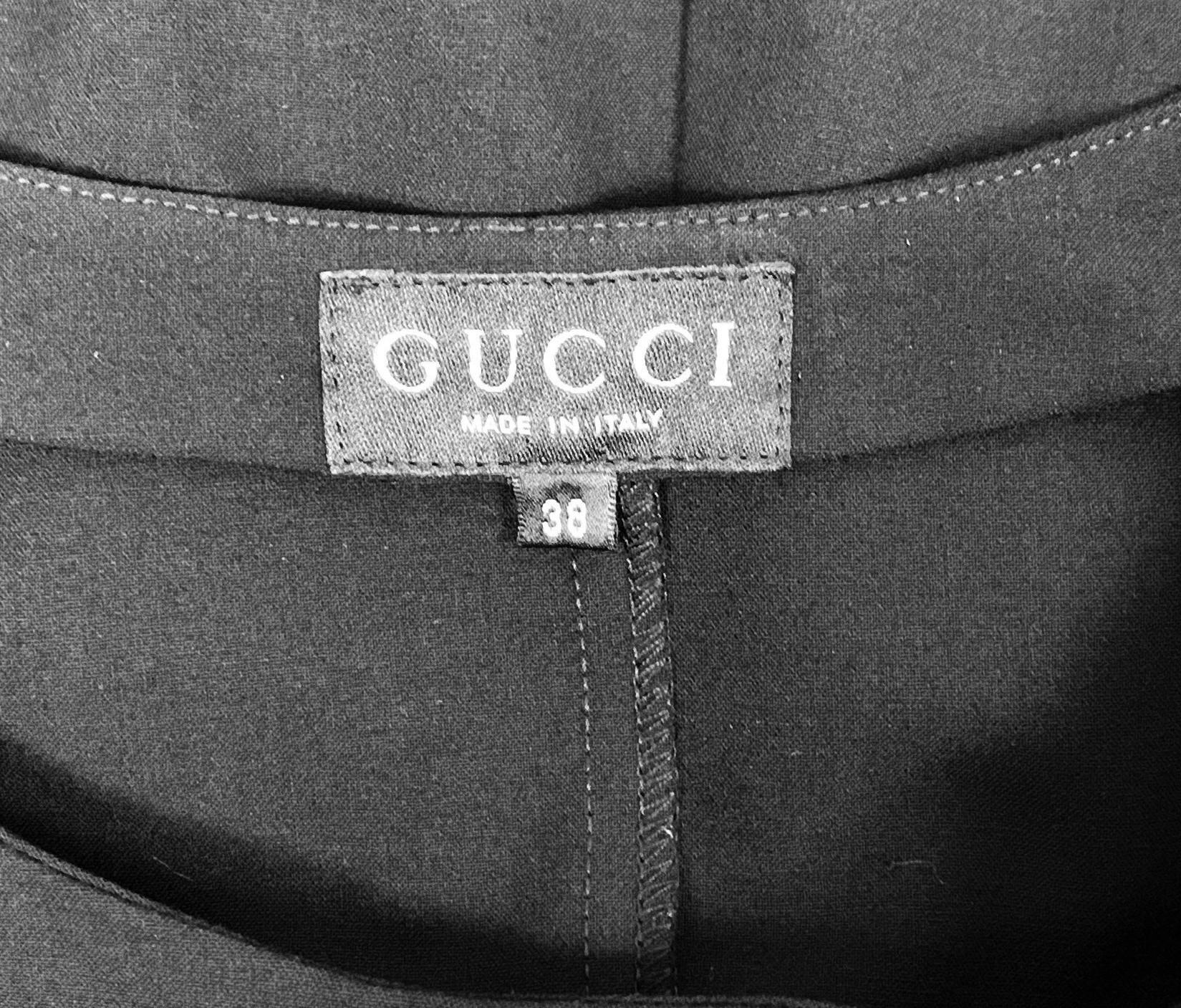 Women's F/W 1997 Gucci by Tom Ford Black Cut-Out Silver Logo Buckle L/S Mini Dress