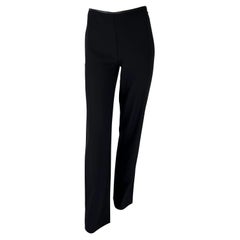 H/W 1997 Gucci by Tom Ford Schwarze Stretch-Hose mit Lederbesatz aus Wolle