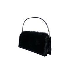 F/W 1997 Gucci by Tom Ford Black Mink Patent Leather Metal Ring Clutch Mini Bag