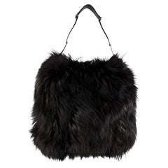 F/W 1997 Gucci by Tom Ford Horsebit Brown Fox Fur Large Flat Shoulder Bag (Sac à bandoulière large en fourrure de renard)