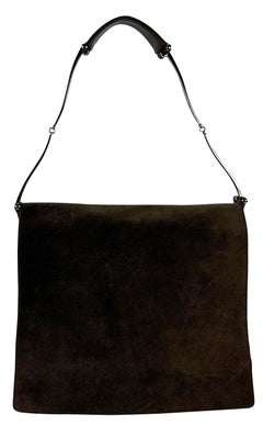 F/W 1997 Gucci by Tom Ford Horsebit Strap Brown Suede Flap Shoulder Bag