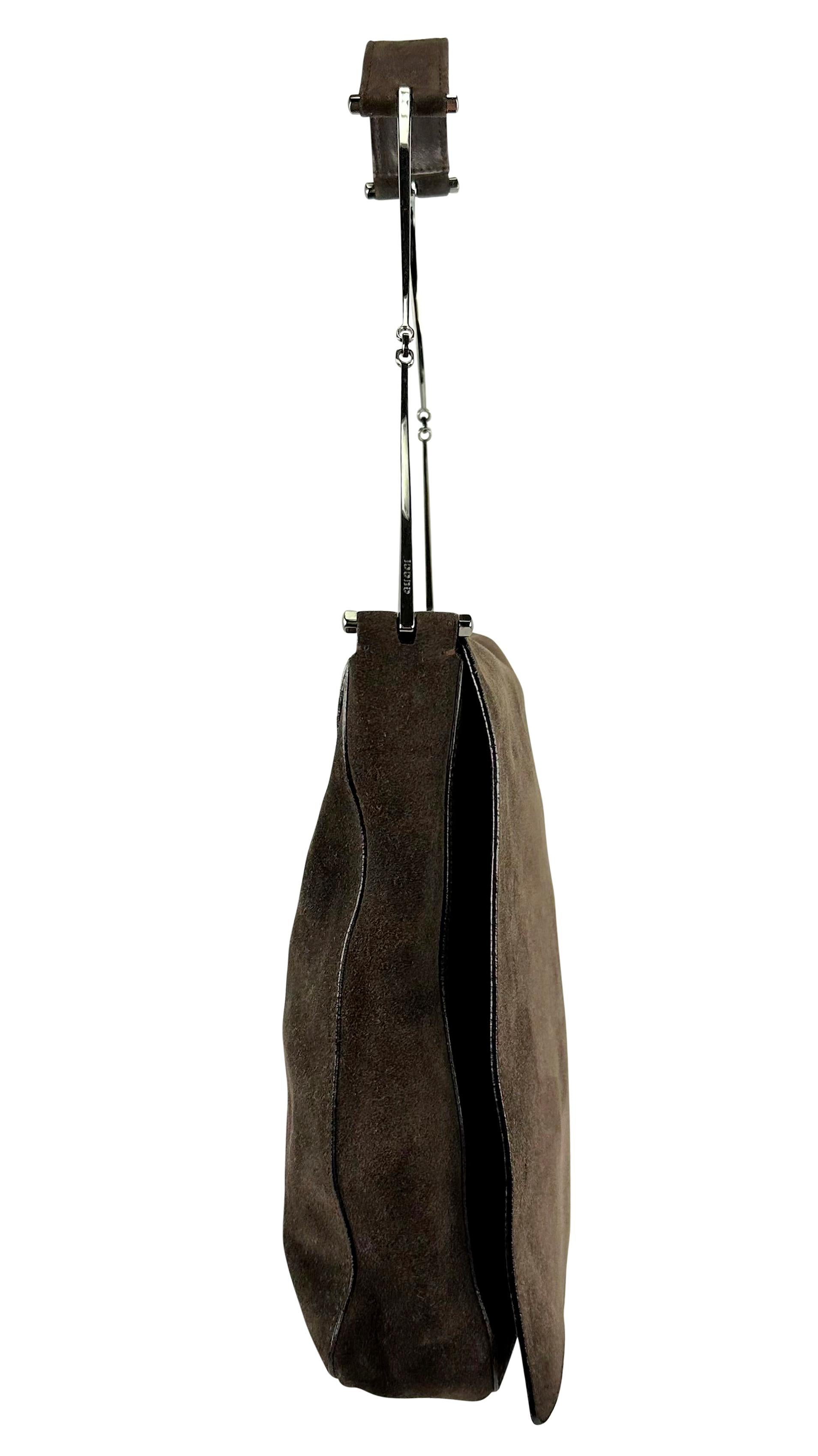 F/W 1997 Gucci by Tom Ford Horsebit Strap Brown Suede Flap Shoulder Bag For Sale 1