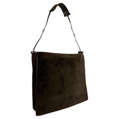 Vintage F/W 1997 Gucci by Tom Ford Horsebit Strap Brown Suede Flap Shoulder Bag