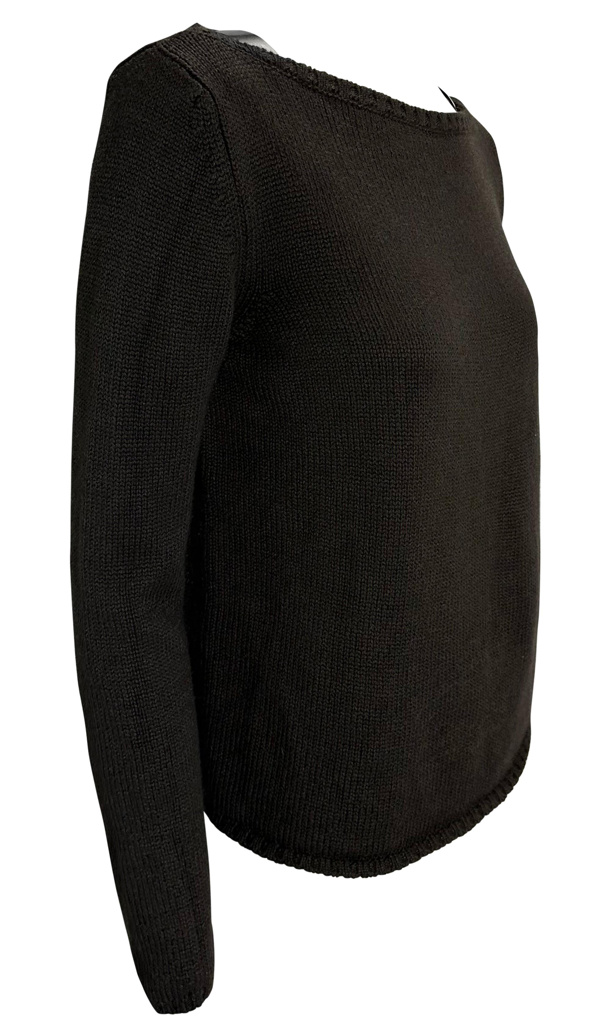 F/W 1997 Gucci by Tom Ford Metal Logo Buckle Brown Knit Wool Pullover Sweater For Sale 2