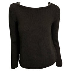 F/W 1997 Gucci by Tom Ford Metal Logo Buckle Brown Knit Wool Pullover Sweater