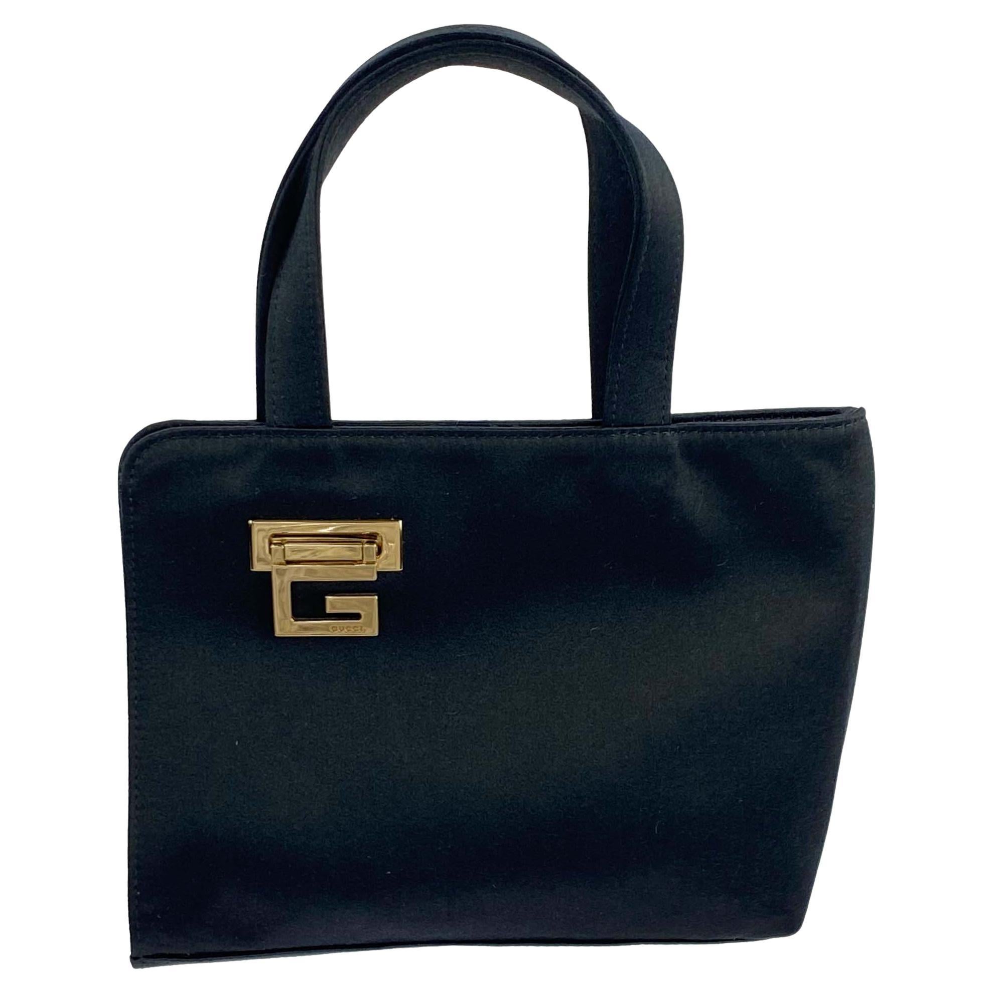 F/W 1997 Gucci by Tom Ford Mini Satin Square G Logo Asymmetric Bag