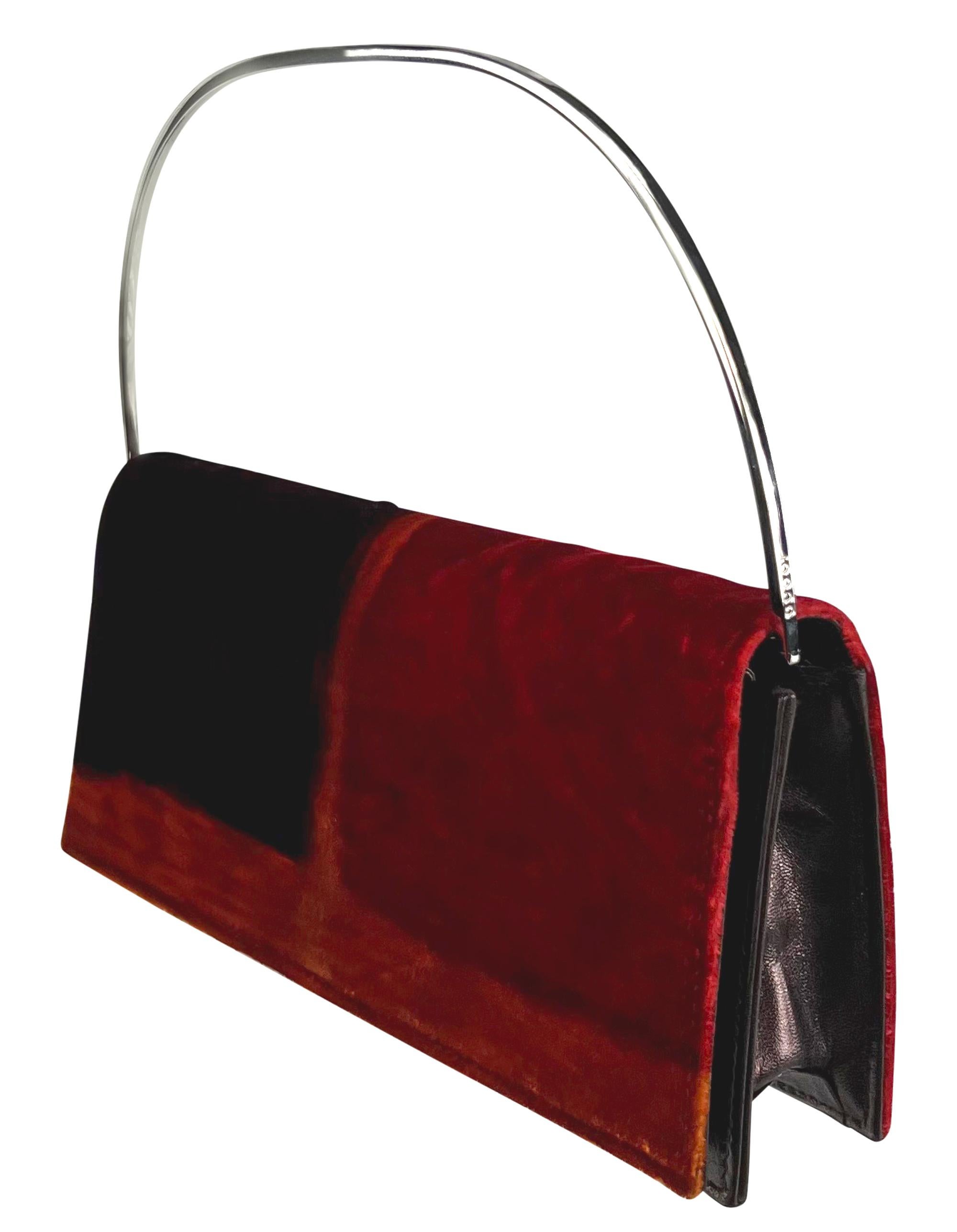 F/W 1997 Gucci by Tom Ford Modern Red Velvet Metal Ring Clutch Bag 1