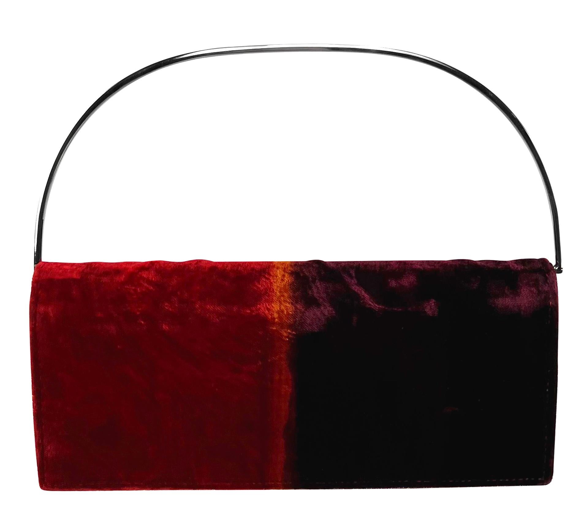 F/W 1997 Gucci by Tom Ford Modern Red Velvet Metal Ring Clutch Bag 3