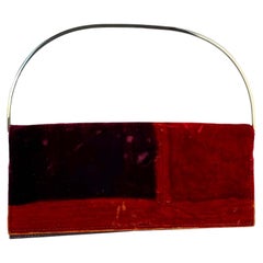 F/W 1997 Gucci by Tom Ford Modern Red Velvet Metal Ring Clutch Bag 