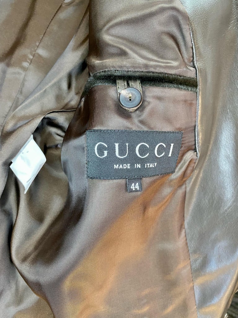 F/W 1997 Gucci by Tom Ford Pony Hair Jacket Dark Olive Green NOS with ...
