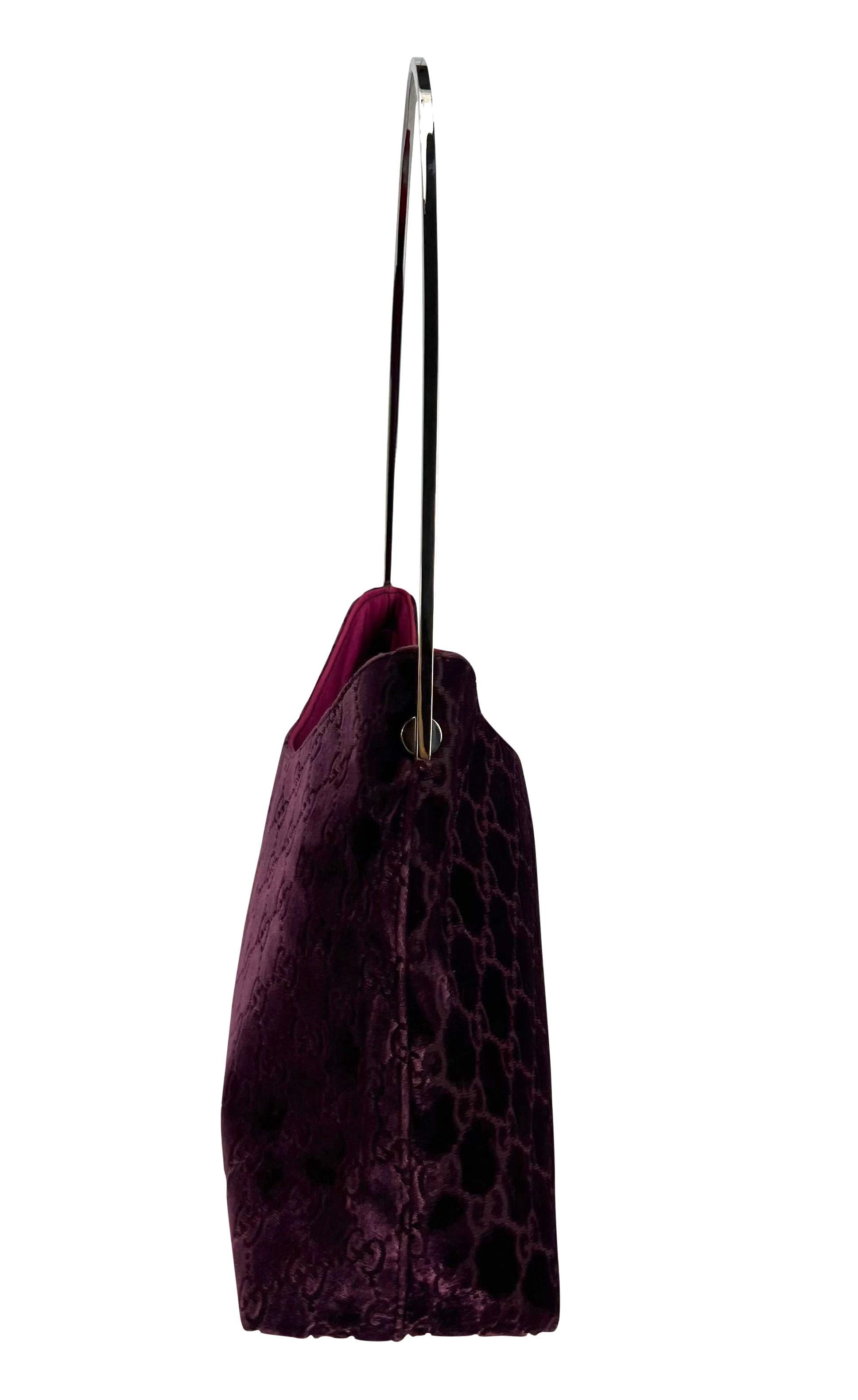 Black F/W 1997 Gucci by Tom Ford Purple Velvet 'GG' Monogram Runway Bag  For Sale