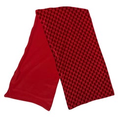 F/W 1997 Gucci by Tom Ford Red Velvet GG Devoré Silk Rectangular Scarf
