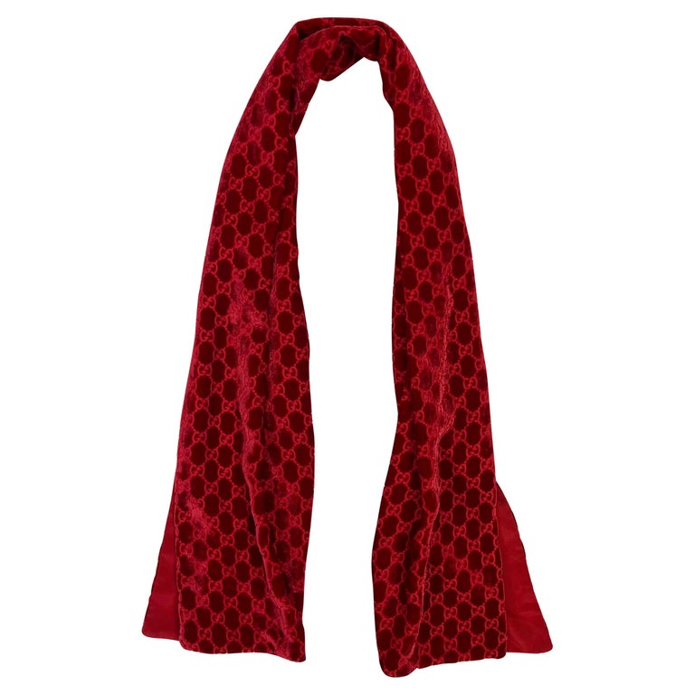 F/W 1997 Gucci by Tom Ford Red Velvet GG Devoré Silk Rectangular