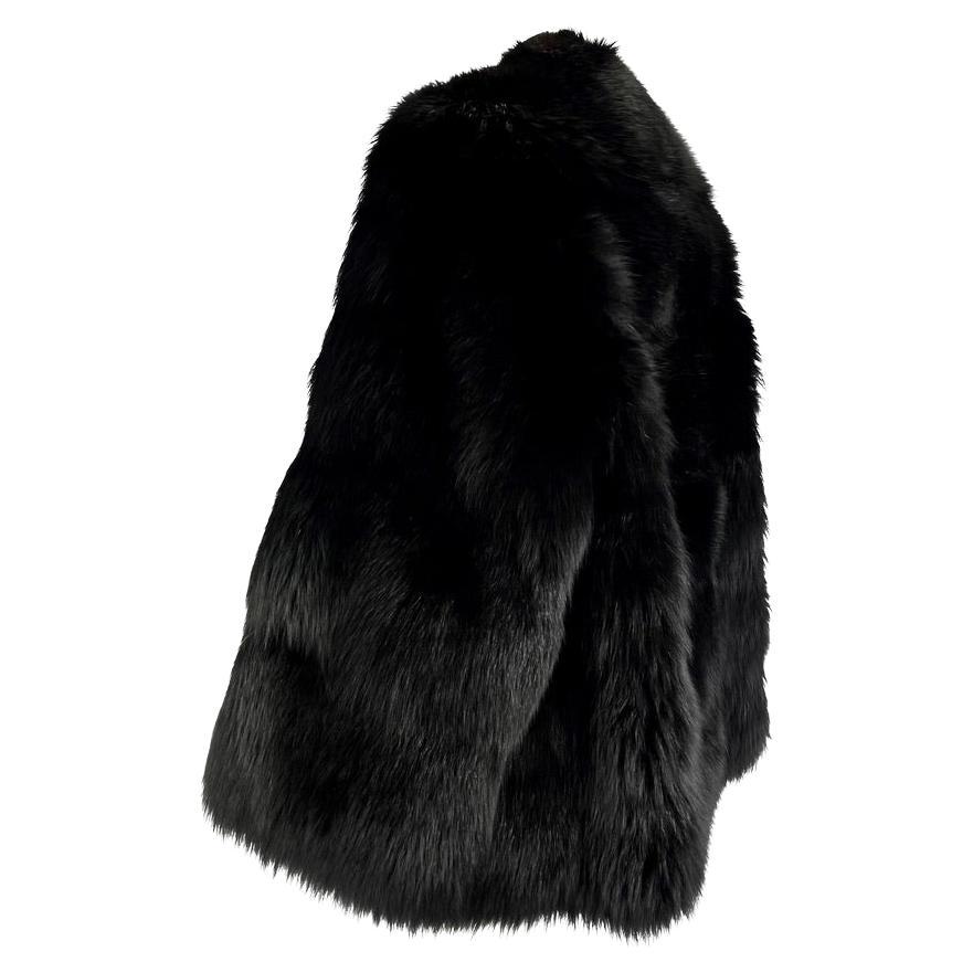 Women's or Men's F/W 1997 Gucci by Tom Ford Runway Black Fox Fur Chubby Museum Coat  For Sale