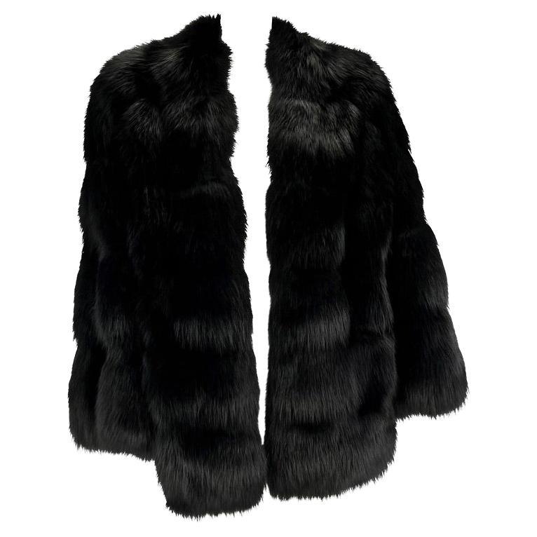 F/W 1997 Gucci by Tom Ford Runway Black Fox Fur Chubby Museum Coat  For Sale