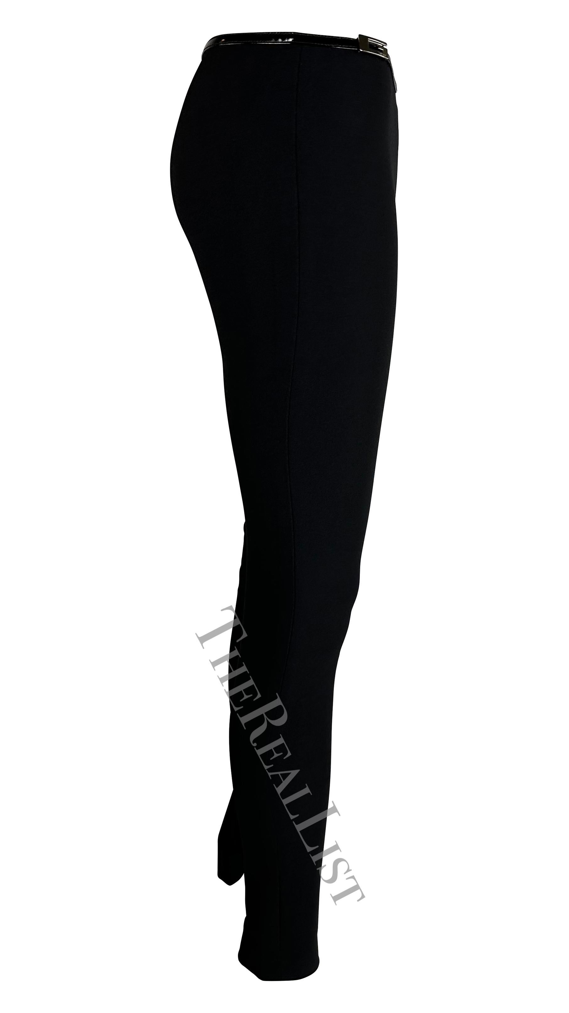 F/W 1997 Gucci by Tom Ford Runway Black Square 'G' Buckle Patent Stretch Pants For Sale 3