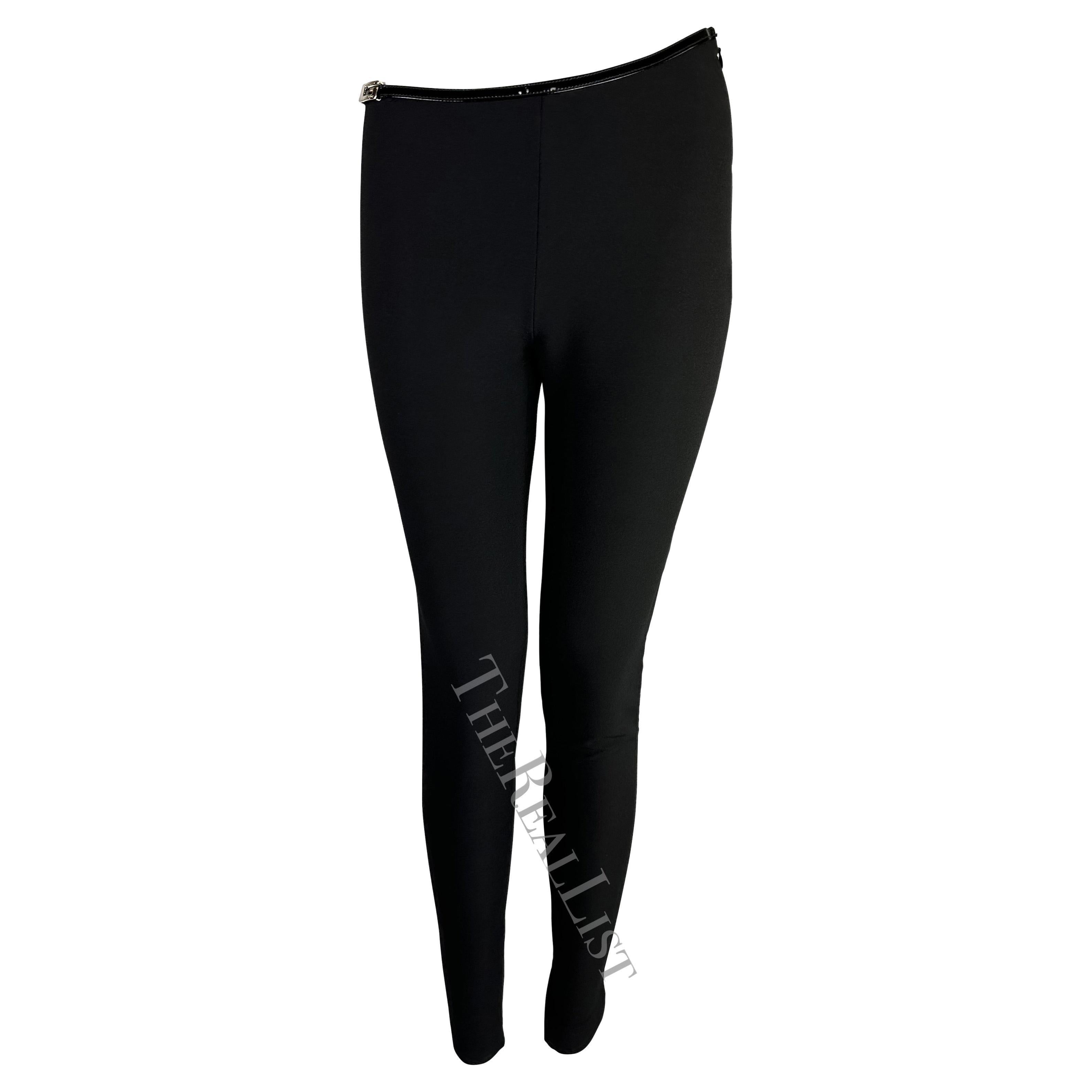 F/W 1997 Gucci by Tom Ford Runway Black Square 'G' Buckle Patent Stretch Pants For Sale 8
