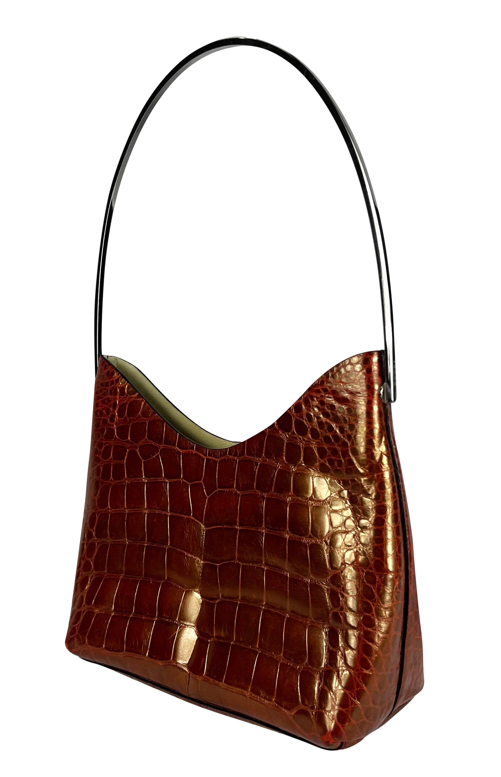 F/W 1997 Gucci by Tom Ford Runway Genuine Alligator Red Orange Shoulder Bag 7