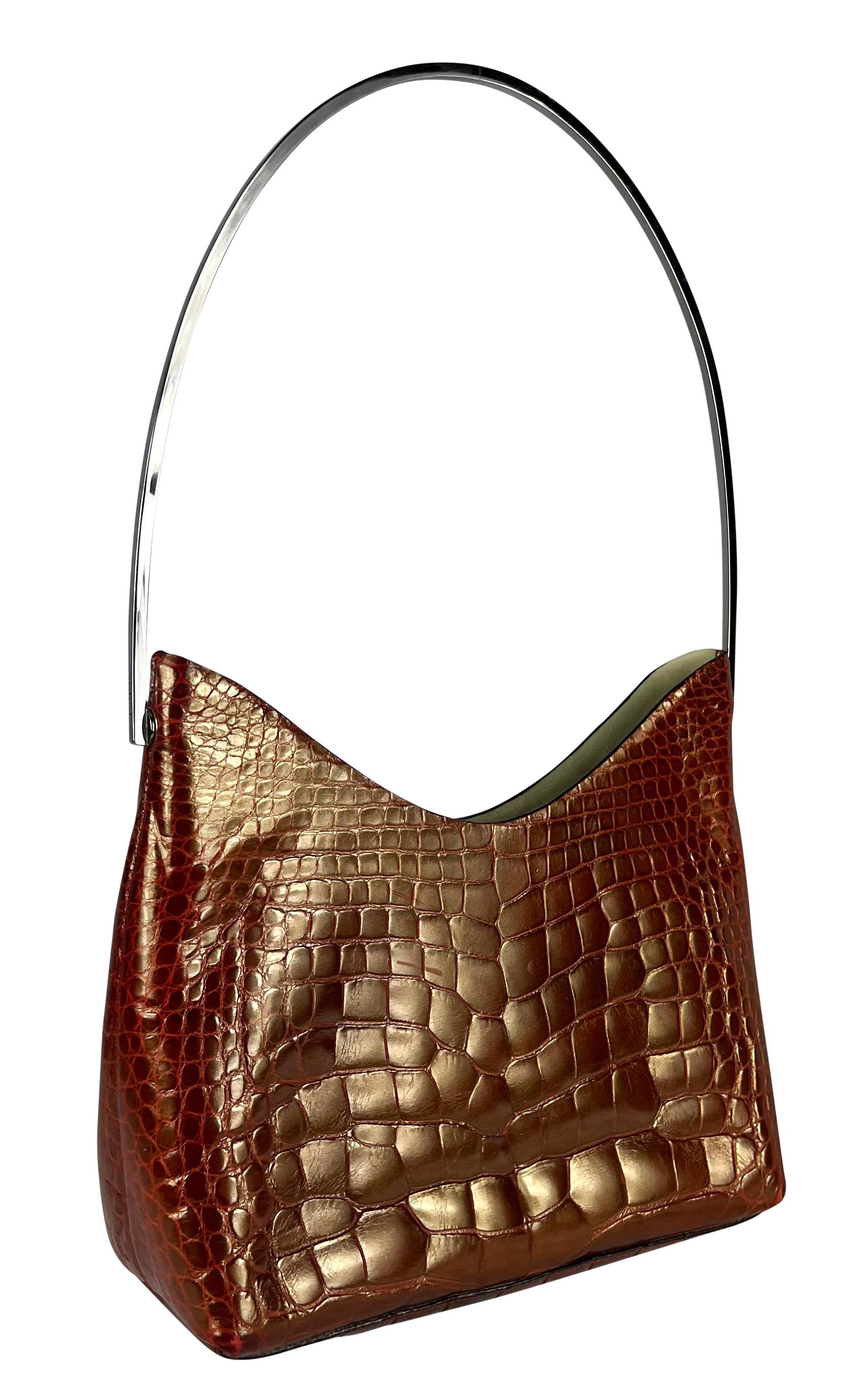 F/W 1997 Gucci by Tom Ford Runway Genuine Alligator Red Orange Shoulder Bag 8
