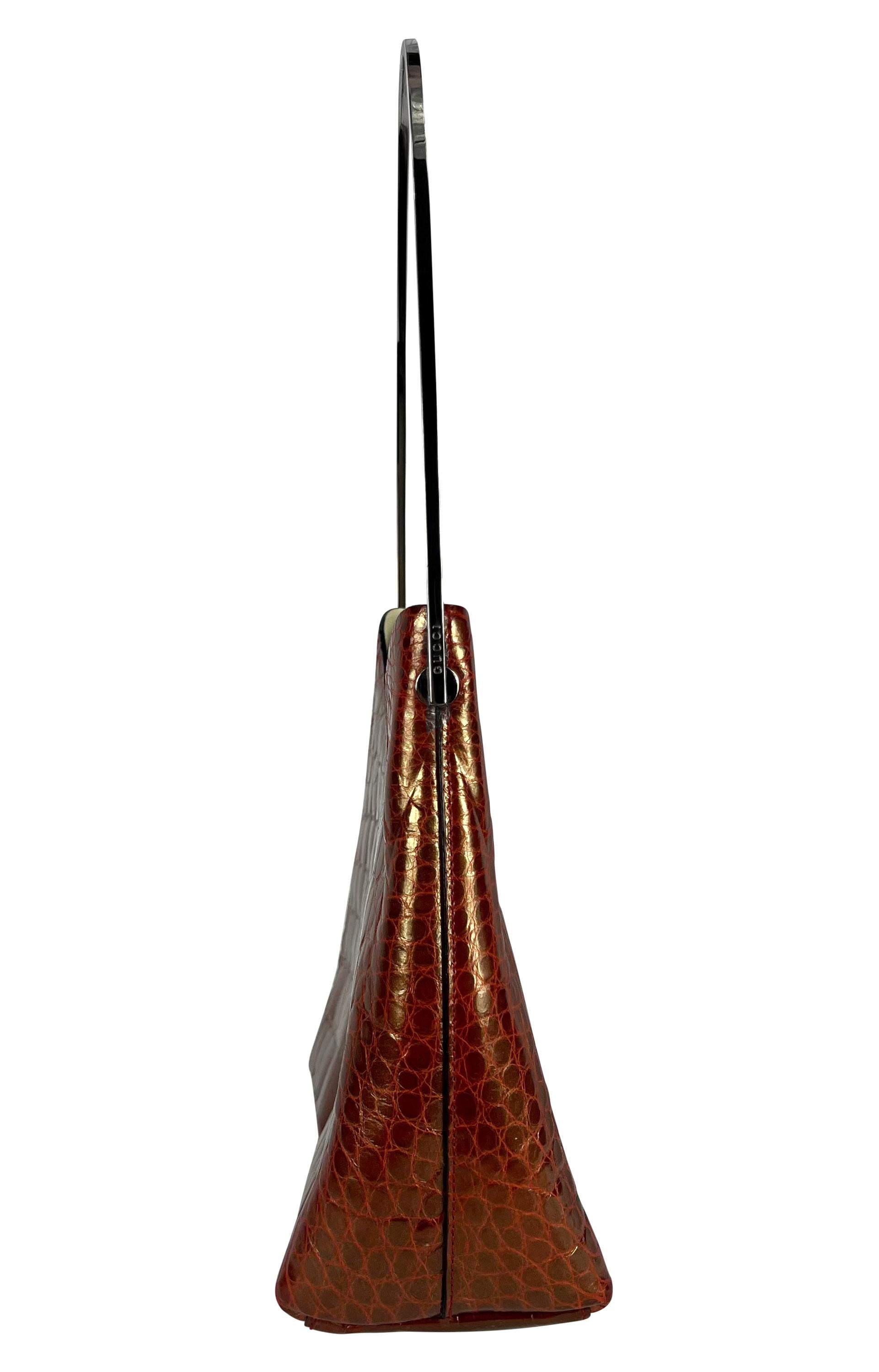 F/W 1997 Gucci by Tom Ford Runway Genuine Alligator Red Orange Shoulder Bag 8