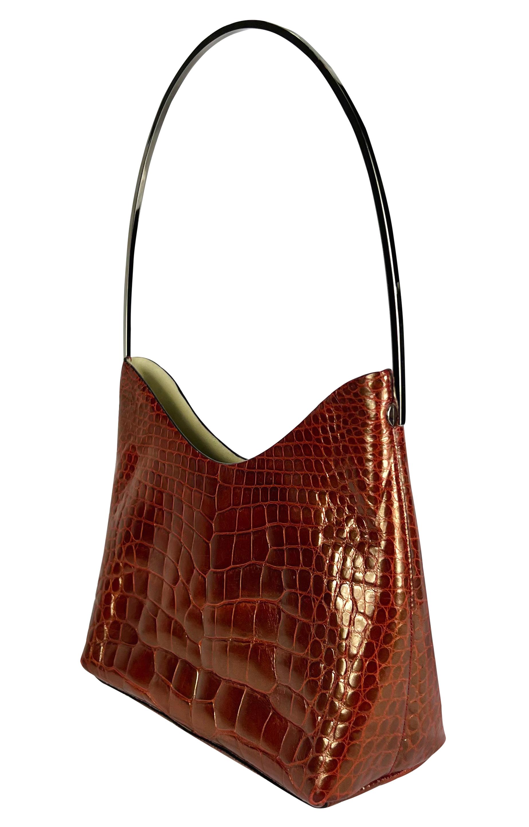 F/W 1997 Gucci by Tom Ford Runway Genuine Alligator Red Orange Shoulder Bag 2