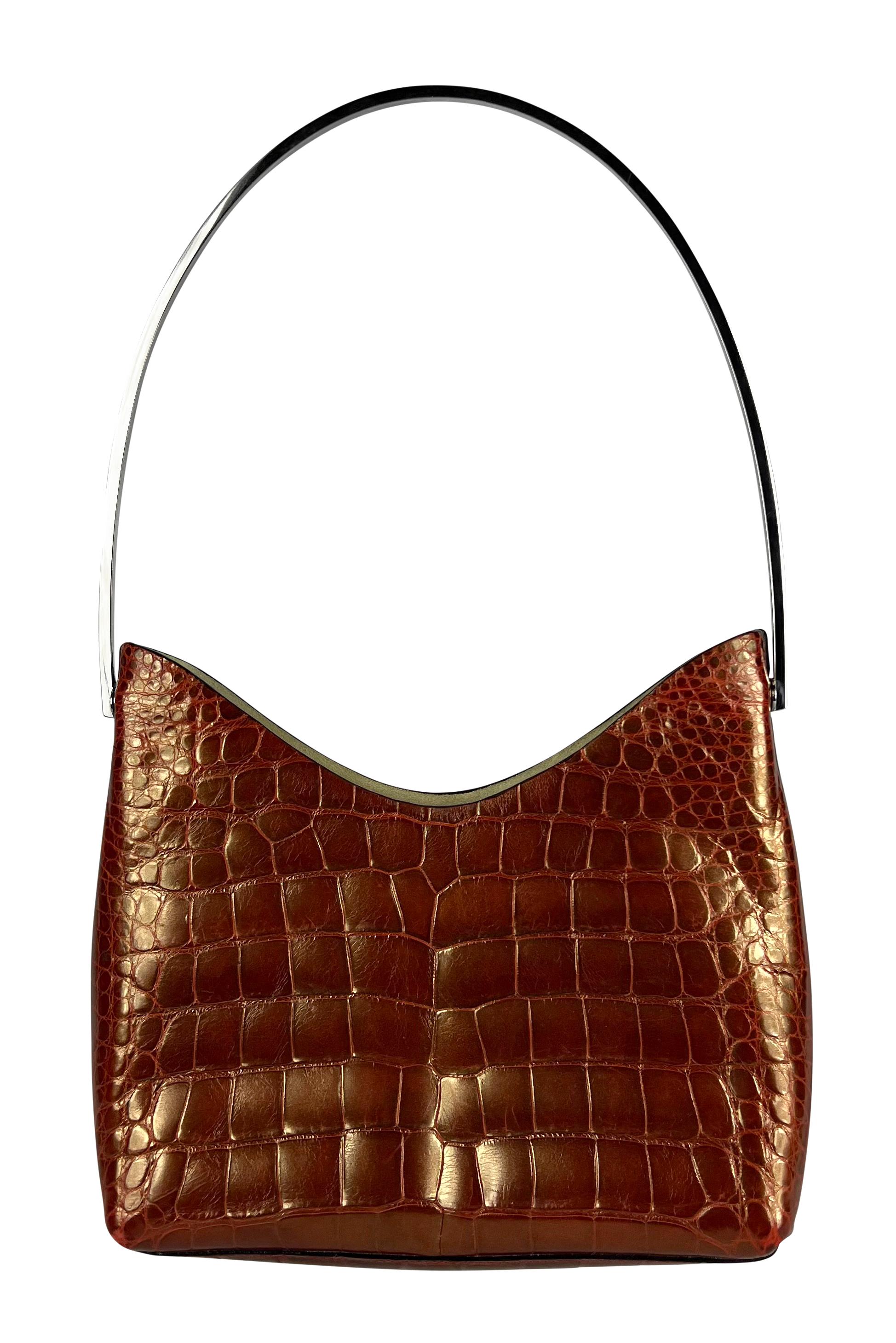 F/W 1997 Gucci by Tom Ford Runway Genuine Alligator Red Orange Shoulder Bag 5