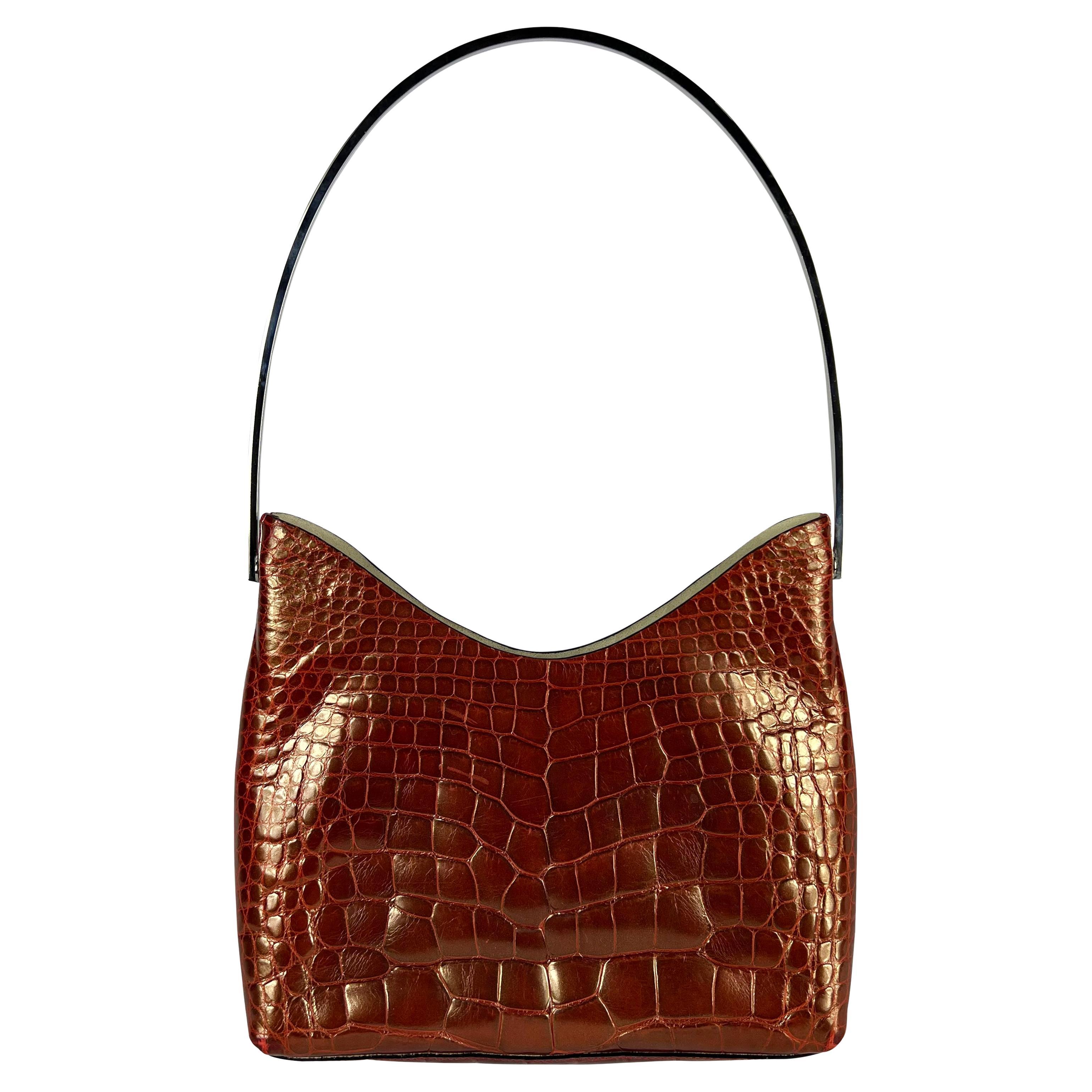 F/W 1997 Gucci by Tom Ford Runway Genuine Alligator Red Orange Shoulder Bag