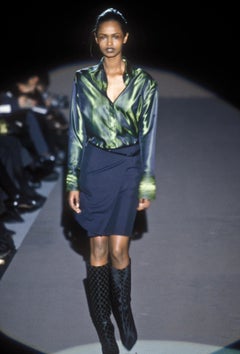 F/W 1997 Gucci by Tom Ford Runway GG Black Pony Hair Metal Heel Boots 37C