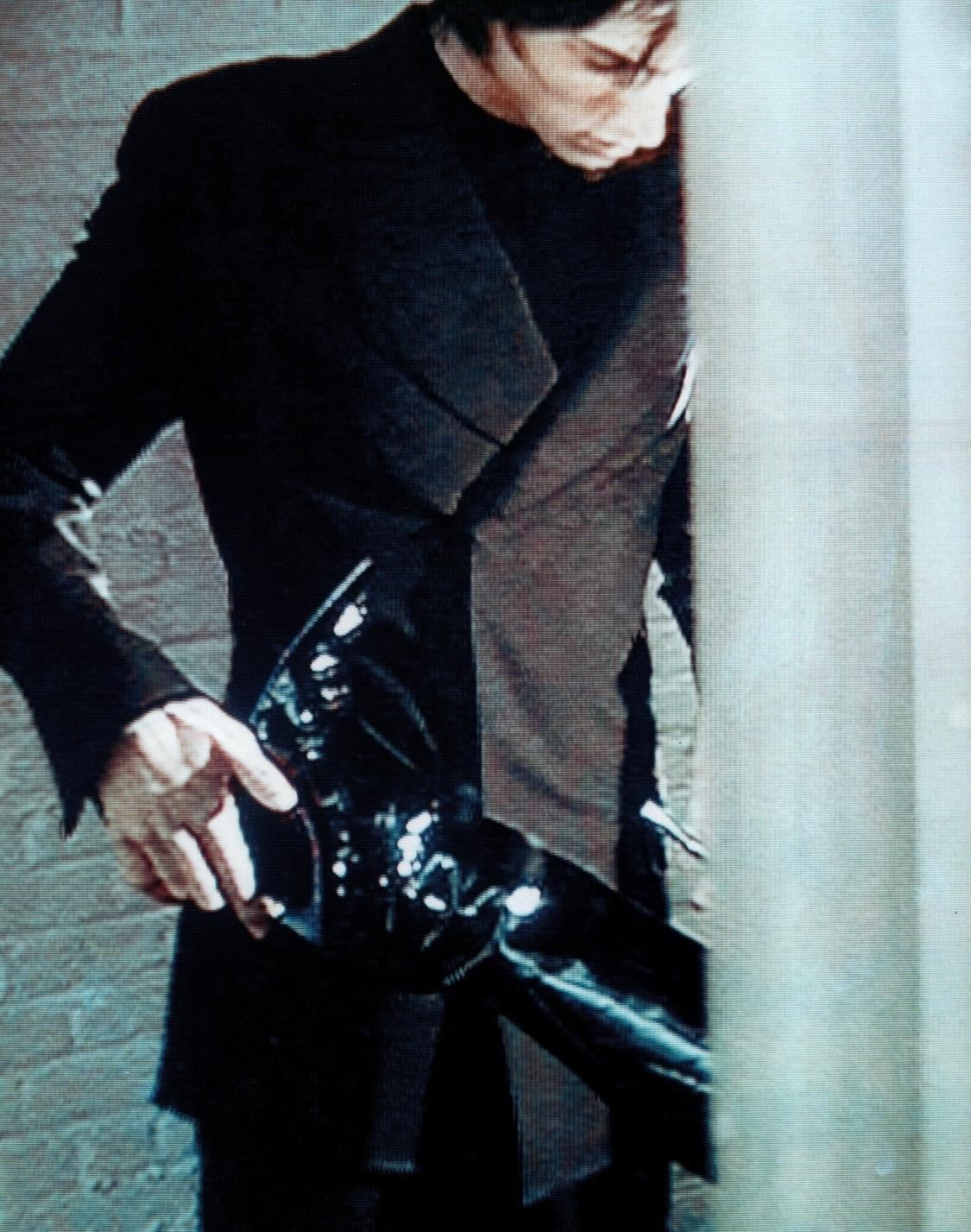 H/W 1997 Gucci by Tom Ford Laufsteg GG Schwarze Ponyhaar-Metallstiefel mit Absatz 37C Damen im Angebot