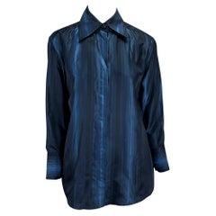 F/W 1997 Gucci by Tom Ford Runway Navy Blue Ombré Stripe Button Up Top