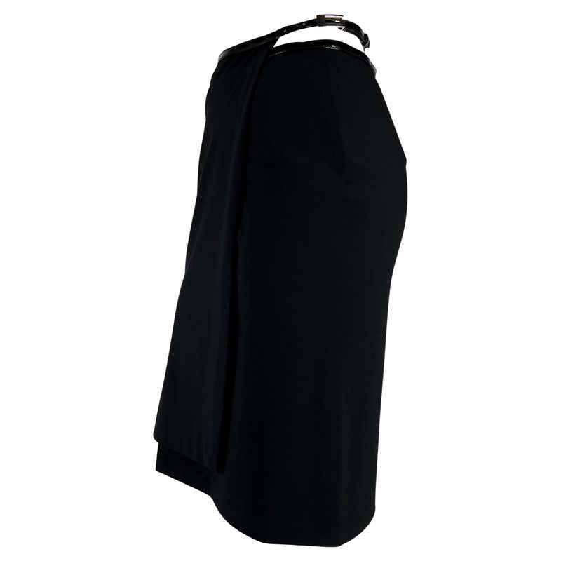 F/W 1997 Gucci by Tom Ford Runway Patent G Buckle Wrap Black Wool Skirt ...