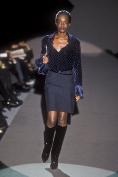 F/W 1997 Gucci by Tom Ford Runway Pinstripe G Buckle Wrap Skirt