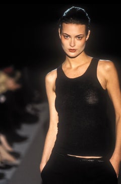 F/W 1997 Gucci by Tom Ford Runway Sheer Cashmere Black Stretch Tank Top