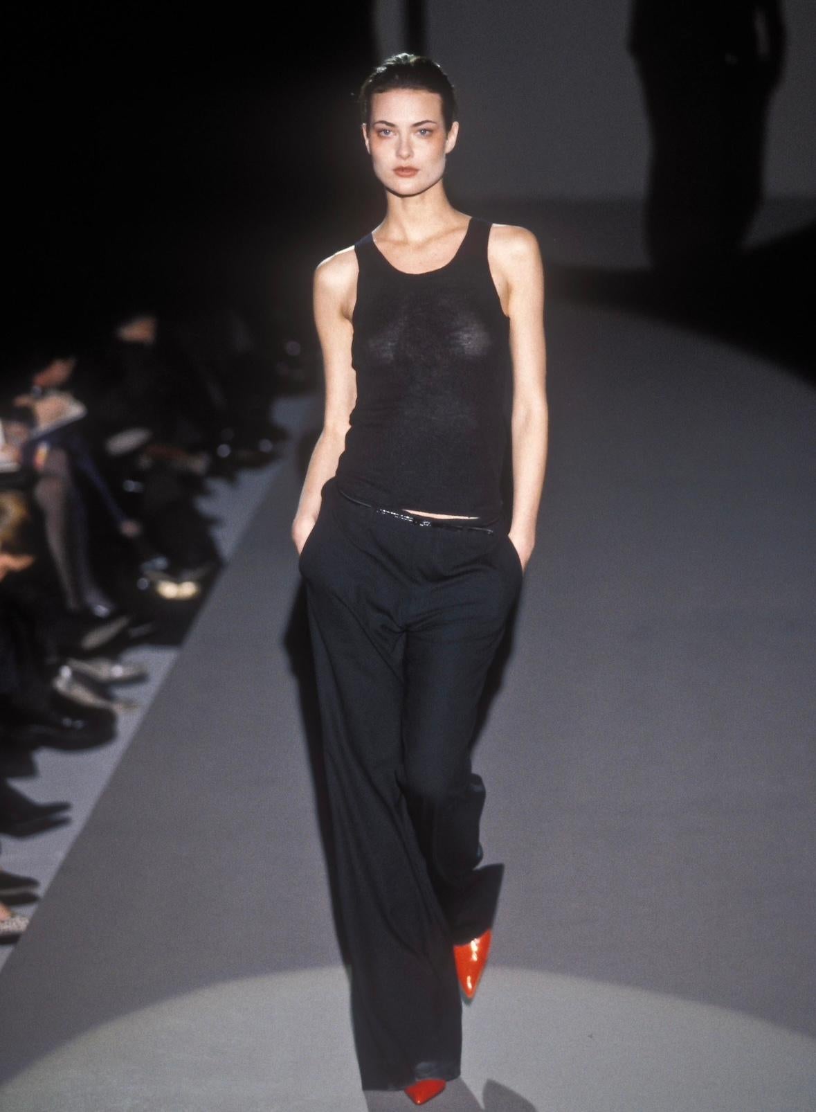 F/W 1997 Gucci by Tom Ford Runway Sheer Cashmere Black Stretch Tank Top In Excellent Condition For Sale In West Hollywood, CA