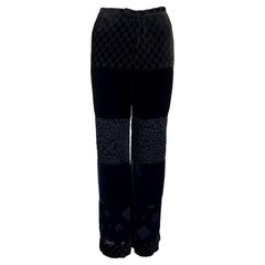 F/W 1997 Gucci by Tom Ford Runway Velvet GG Monogram Navy Black Patchwork Pants