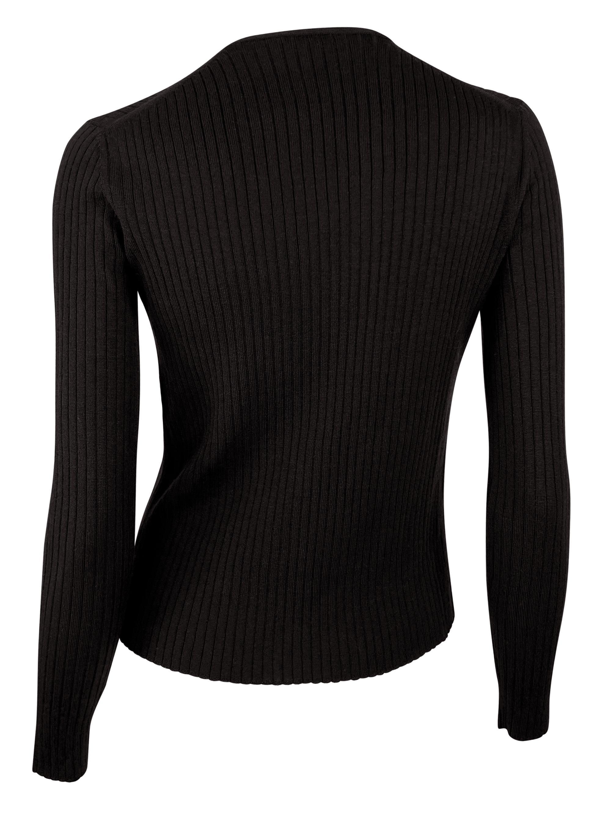 A/I 1997 Gucci by Tom Ford Maglione a coste stretch con scollo a V in lana marrone semi trasparente In condizioni buone in vendita a West Hollywood, CA