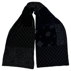 F/W 1997 Gucci by Tom Ford Velvet Patchwork Navy 'GG' Monogram Scarf