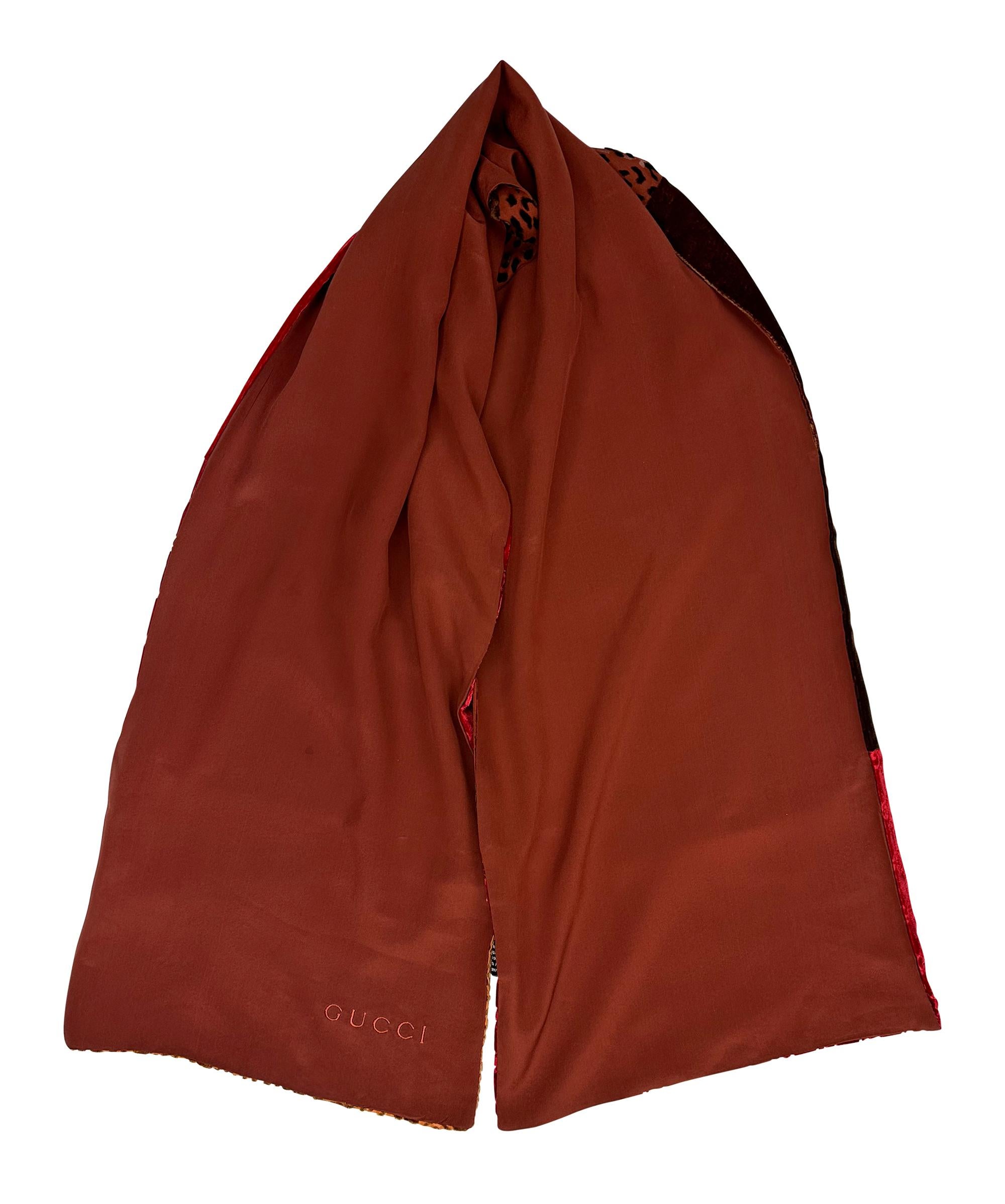 F/W 1997 Gucci by Tom Ford Velvet Patchwork Red 'GG' Monogram Scarf For Sale 2